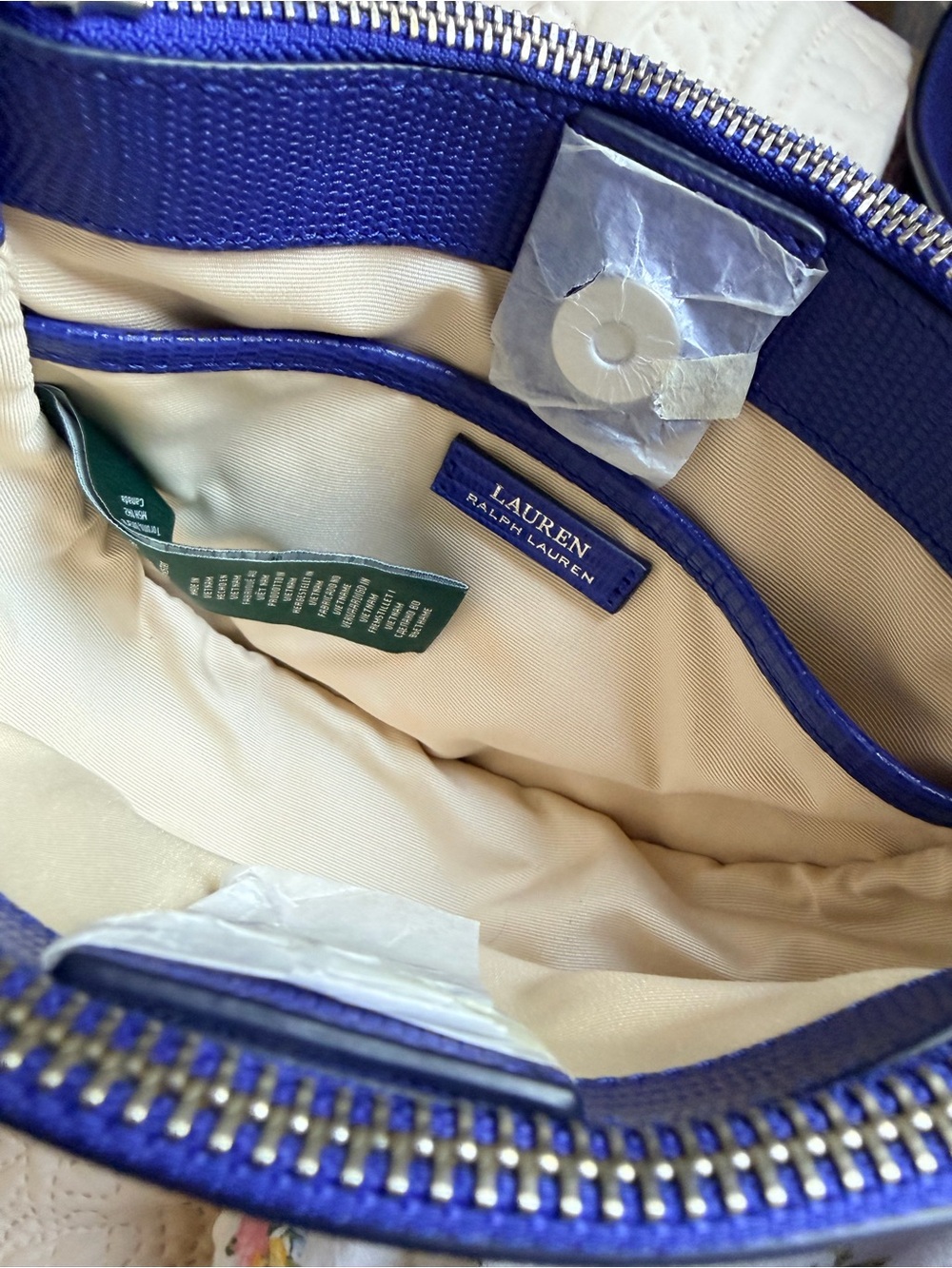 Lauren Ralph Lauren Blue Textured Leather Mini Crossbody Bag NWT - Picture 8 of 11